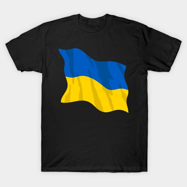 Waving Ukraine Flag Beautiful Blue and Yellow T-Shirt by hobrath